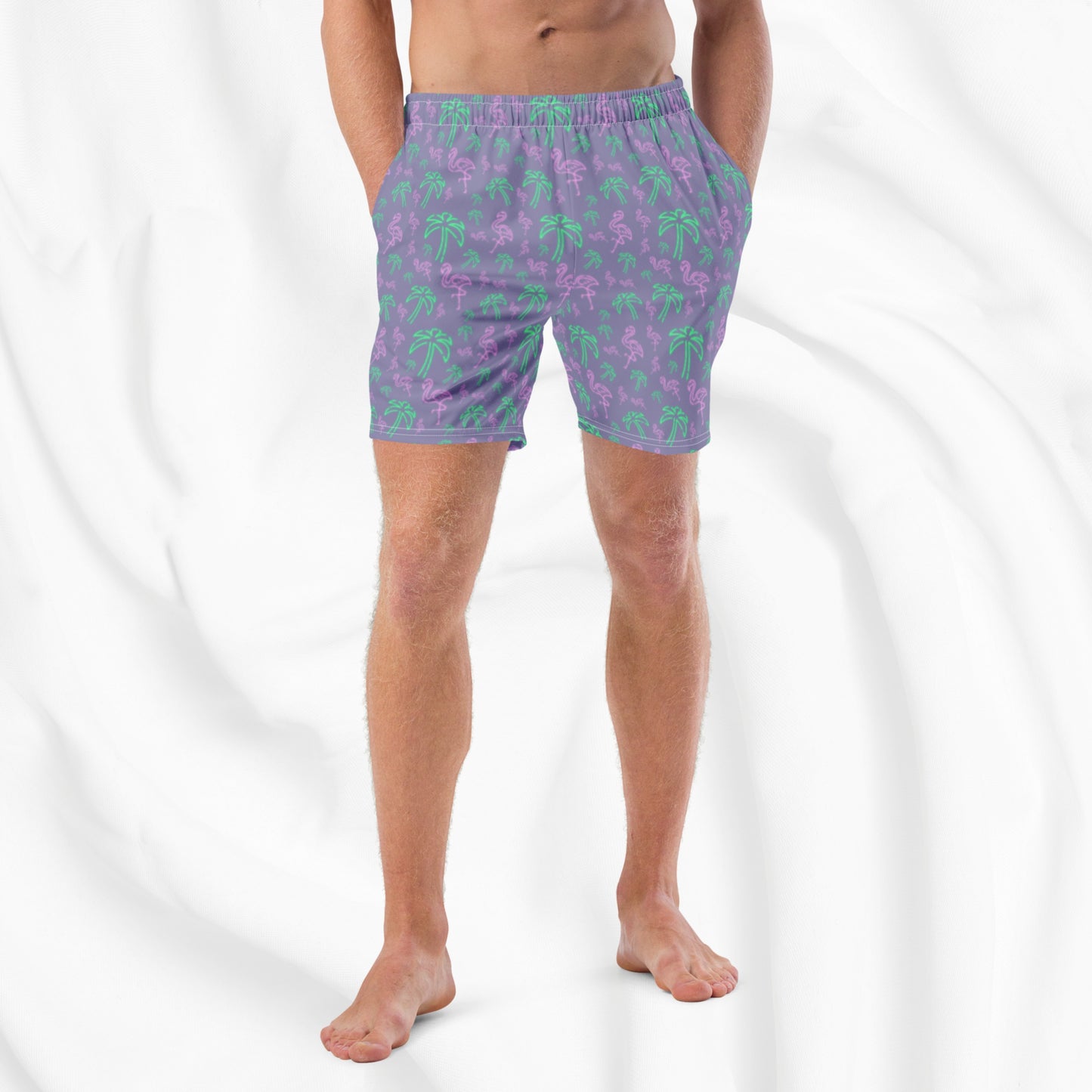 Neon Flamingo Swim Trunks