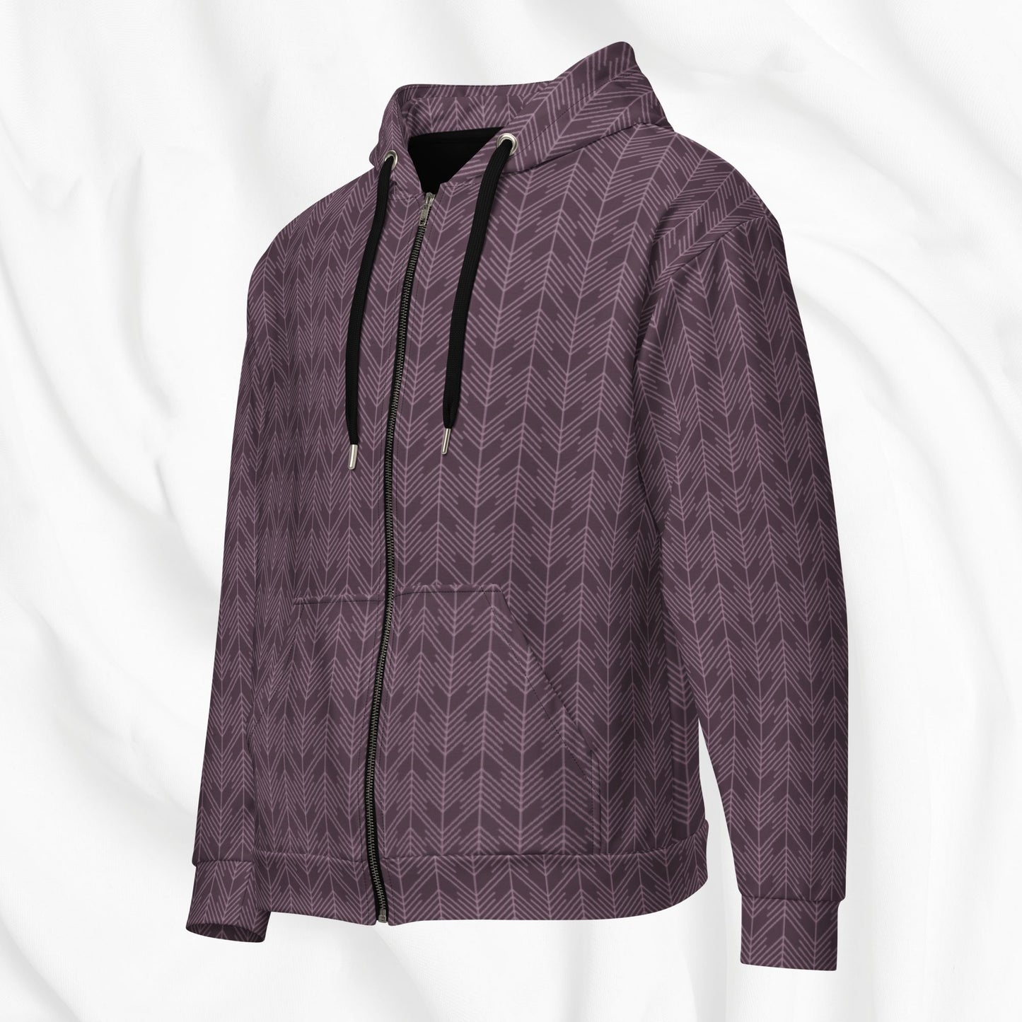 Herringbone All Over Print Zip Hoodie