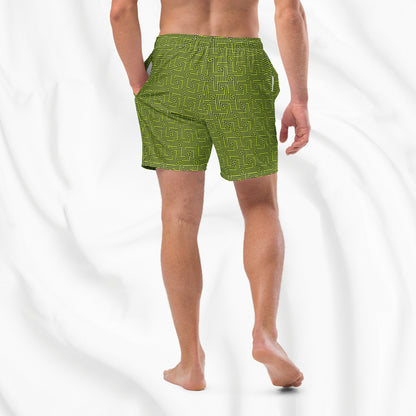 Spring Greek Key Swim Trunks