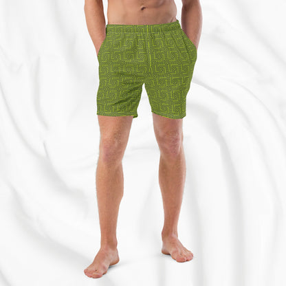 Spring Greek Key Swim Trunks