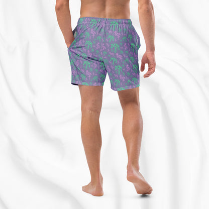 Neon Flamingo Swim Trunks