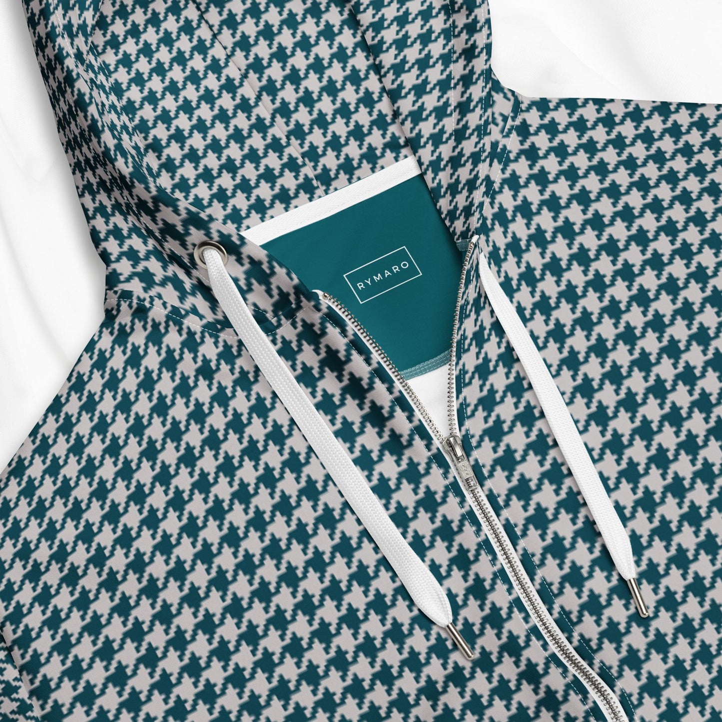 Houndstooth All Over Print Zip Hoodie