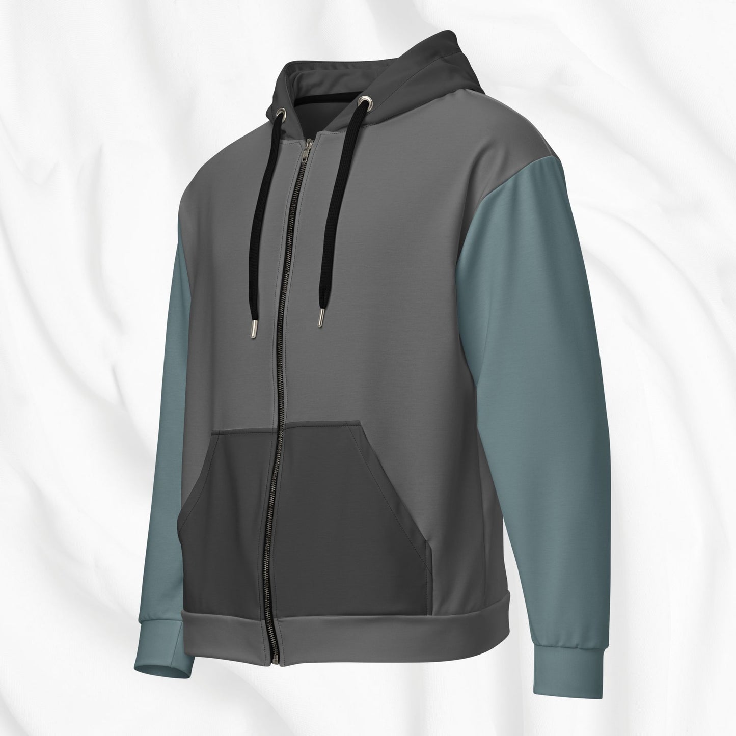 Color Block All Over Print Zip Hoodie