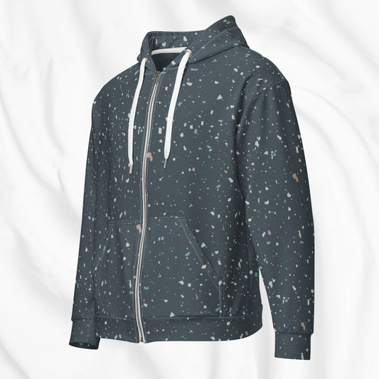 Blue Terrazo All Over Print Zip Hoodie