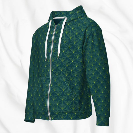 Art Deco All Over Print Zip Hoodie