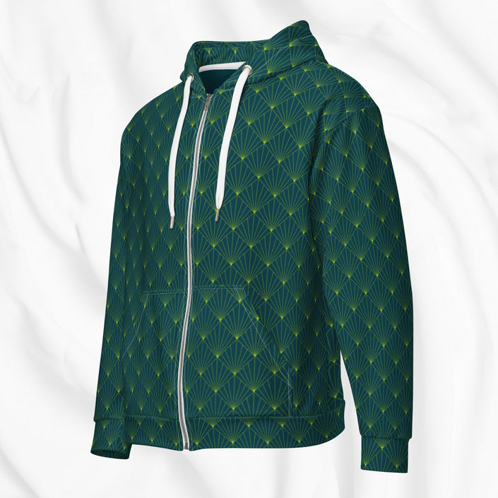 Art Deco All Over Print Zip Hoodie