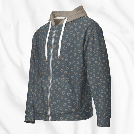 Love Me All Over Print Zip Hoodie