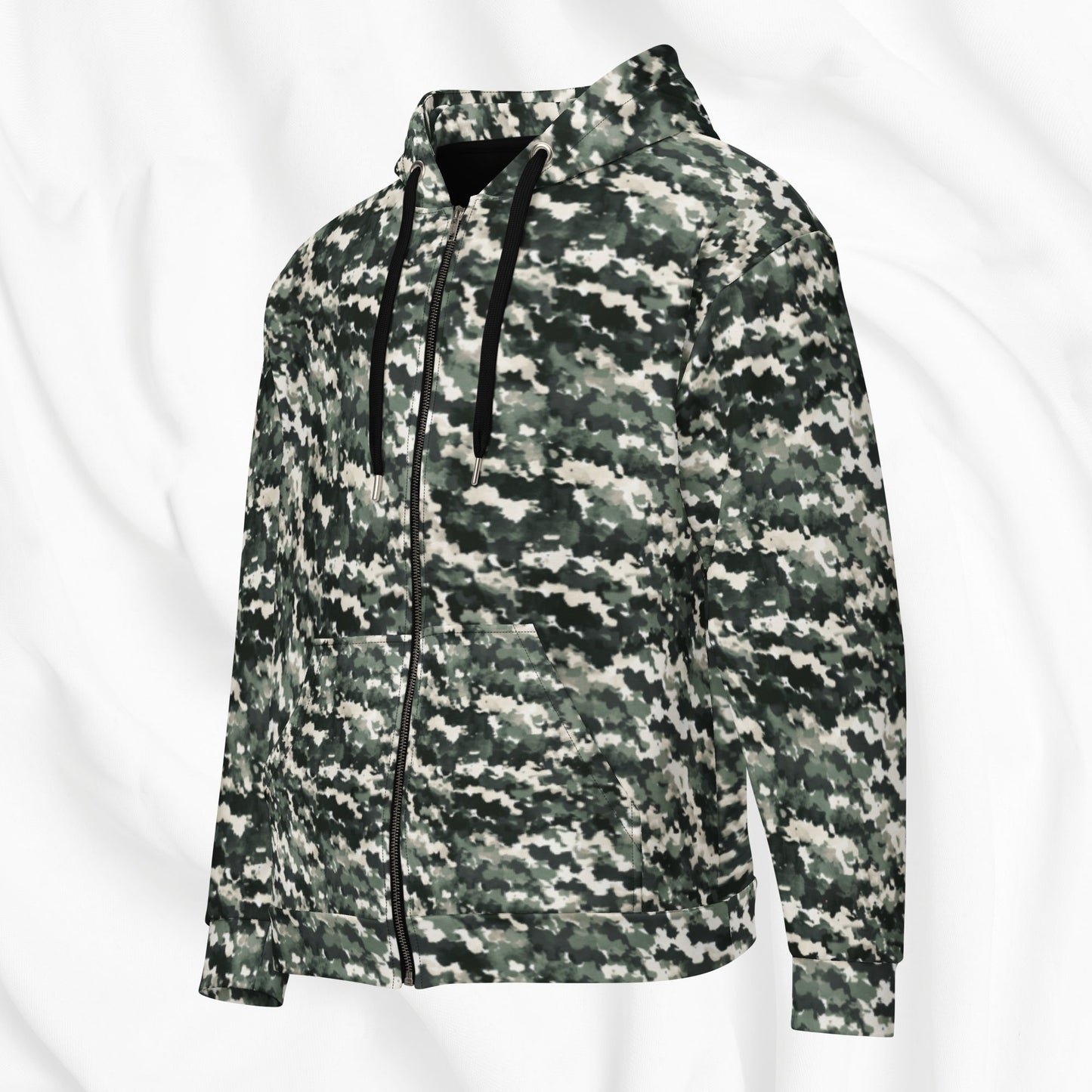 Muddled Camo All Over Print Zip Hoodie
