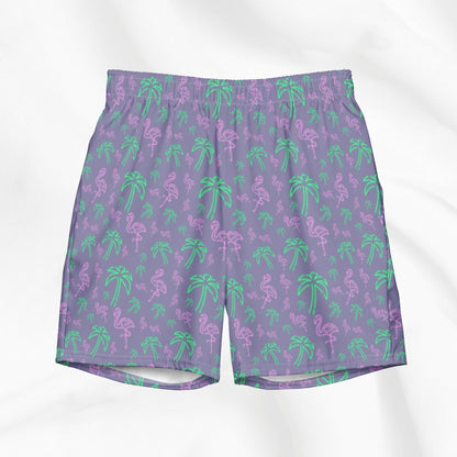 Neon Flamingo Swim Trunks