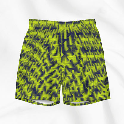 Spring Greek Key Swim Trunks