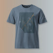 Deep Teal Veinwork organic cotton T-shirt with abstract botanical artwork in navy and warm copper tones.